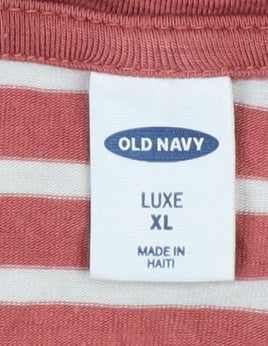 Old Navy Women’s Red White Striped Long Sleeve Luxe T-Shirt XL