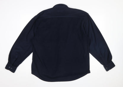 Hawkshead Men's Blue Fleece Button-Up Long Sleeve Shirt M