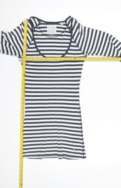 Jack Wills Women's Blue Striped Long Sleeve Cotton T-Shirt UK12