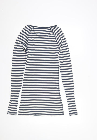 Jack Wills Women's Blue Striped Long Sleeve Cotton T-Shirt UK12