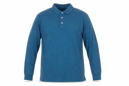 Lands' End Men's Blue Long Sleeve Cotton Polo Shirt XL Classic Fit