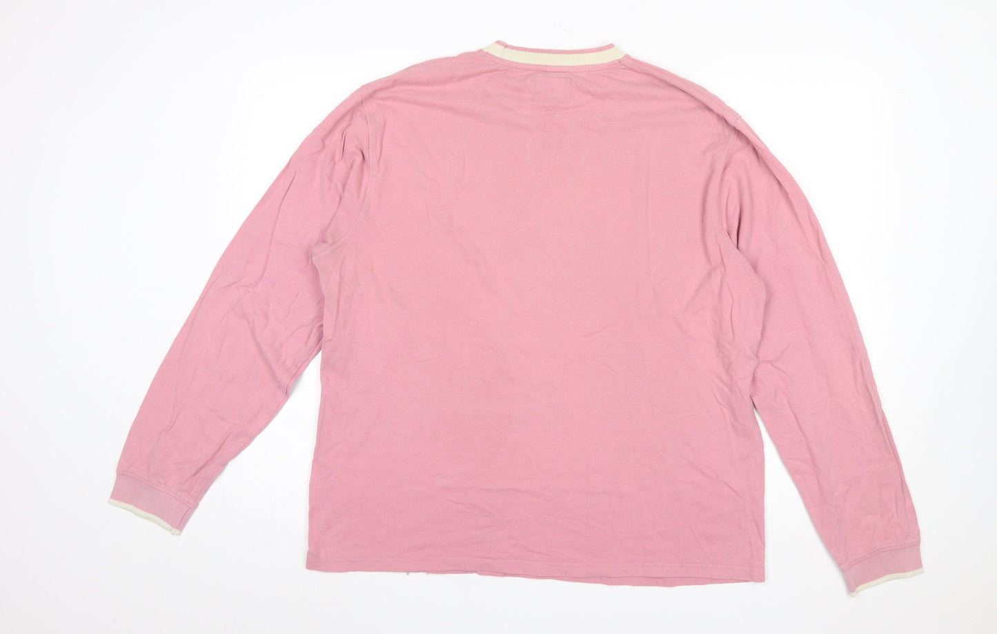 Stüssy Men’s Pink Long Sleeve Crew Neck Cotton T-Shirt Size L