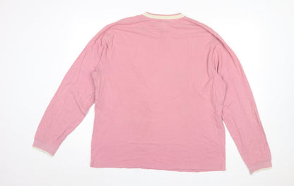 Stüssy Men’s Pink Long Sleeve Crew Neck Cotton T-Shirt Size L