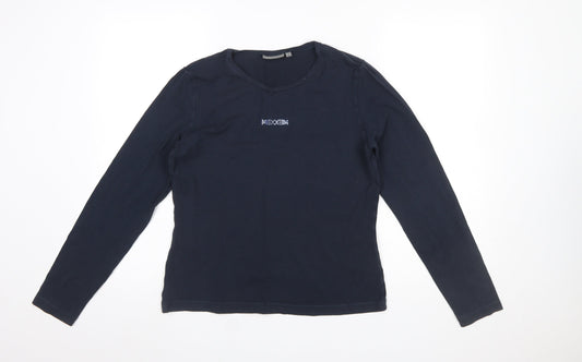 Mexx Womens Blue Long Sleeve Basic Crew Neck Cotton Top XL