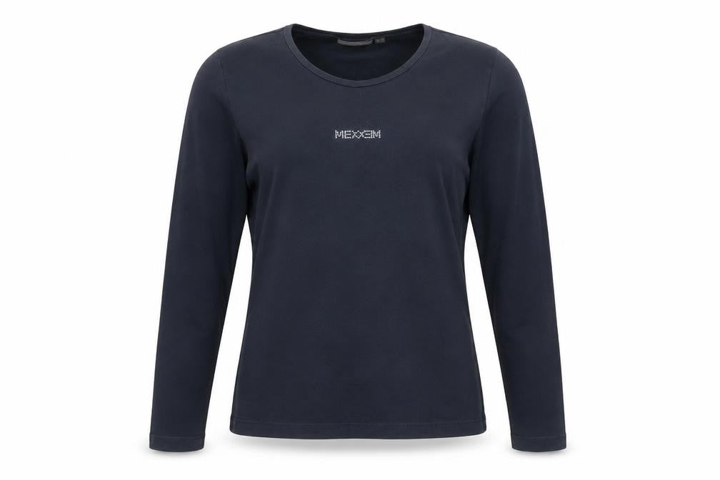Mexx Womens Blue Long Sleeve Basic Crew Neck Cotton Top XL