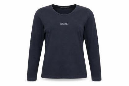 Mexx Womens Blue Long Sleeve Basic Crew Neck Cotton Top XL