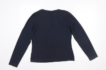 Mexx Womens Blue Long Sleeve Basic Crew Neck Cotton Top XL