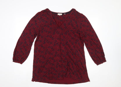 FatFace Womens Red Animal Print Viscose Tunic Blouse UK 12