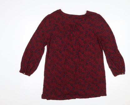 FatFace Womens Red Animal Print Viscose Tunic Blouse UK 12