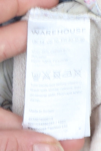Womens UK Size 14 Warehouse Beige Jersey T-Shirt