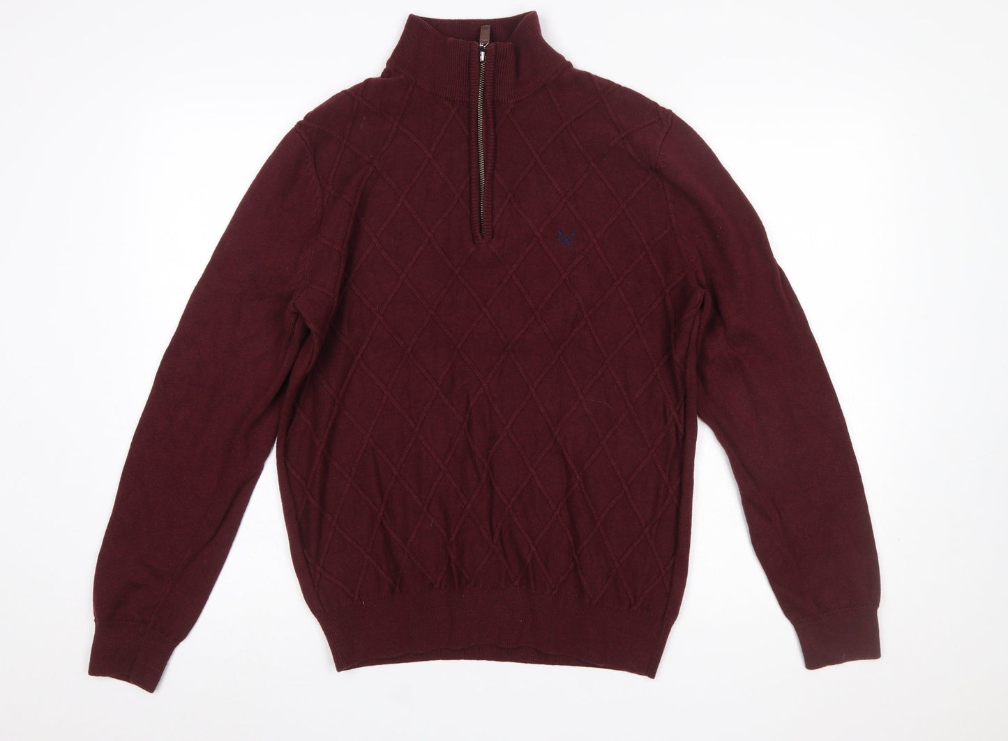Mens UK Size L Crew Clothing Company Red 1/2 Zip Jumper
