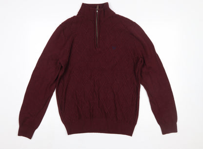 Mens UK Size L Crew Clothing Company Red 1/2 Zip Jumper