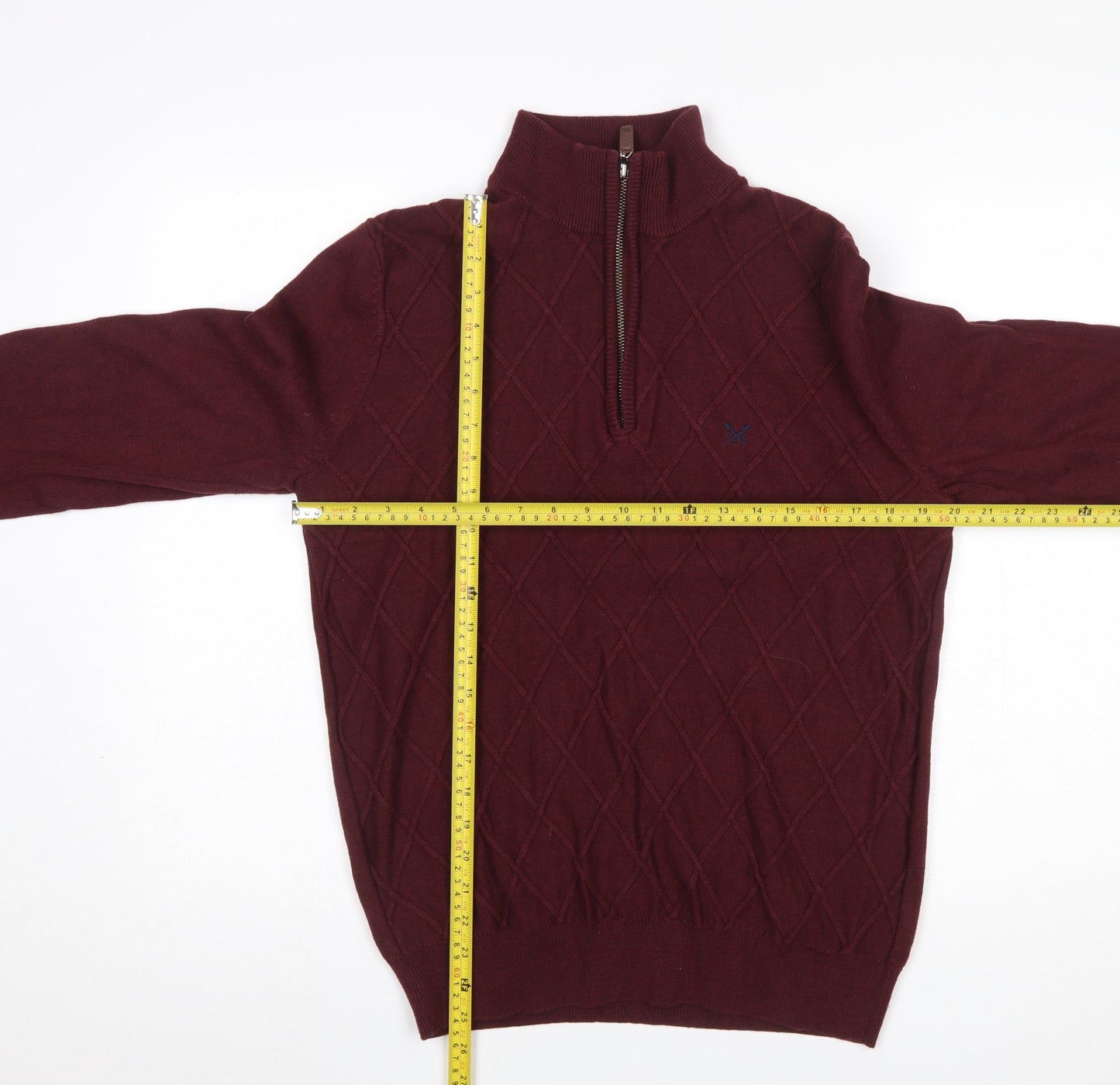 Mens UK Size L Crew Clothing Company Red 1/2 Zip Jumper