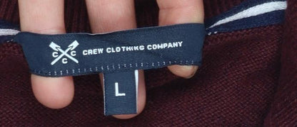 Mens UK Size L Crew Clothing Company Red 1/2 Zip Jumper