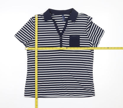 Womens UK Size M Bm Casual Blue Basic Polo