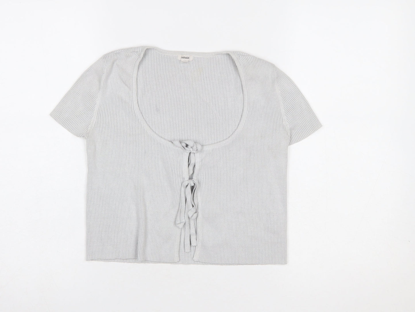 Womens UK Size S Garage Grey Cropped Blouse