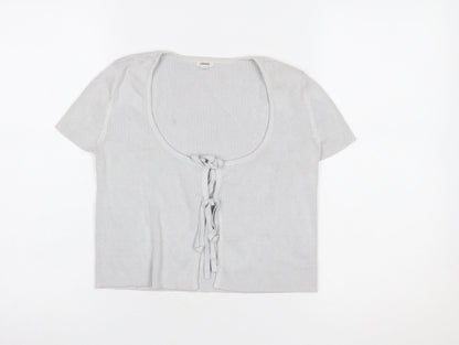 Womens UK Size S Garage Grey Cropped Blouse