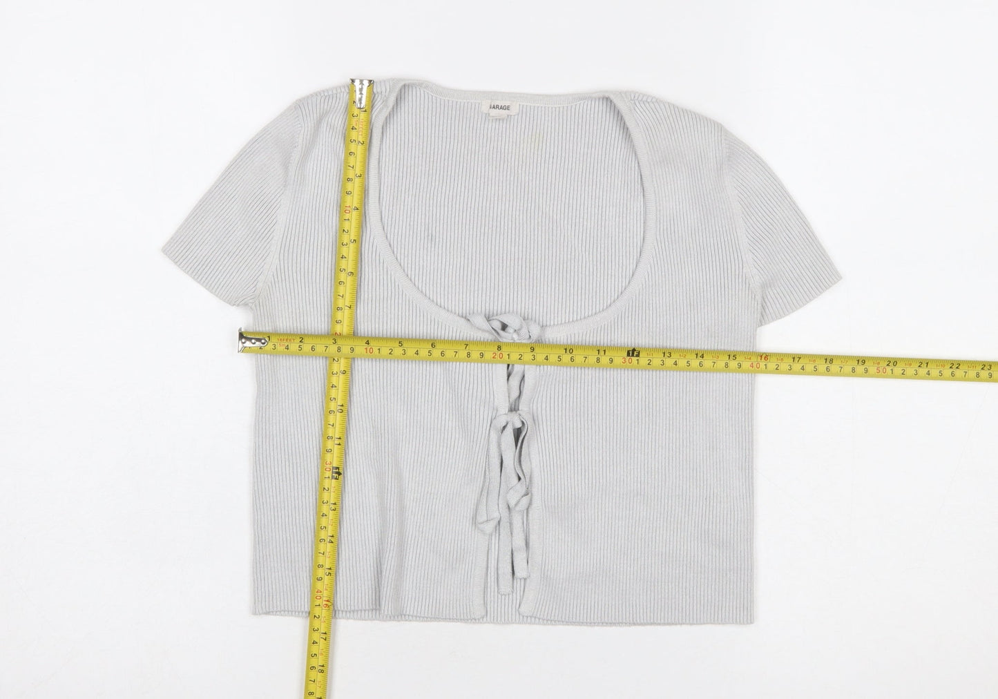 Womens UK Size S Garage Grey Cropped Blouse