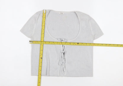 Womens UK Size S Garage Grey Cropped Blouse