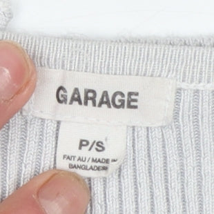 Womens UK Size S Garage Grey Cropped Blouse