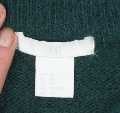 Womens UK Size XS H&M Green Pullover Jumper