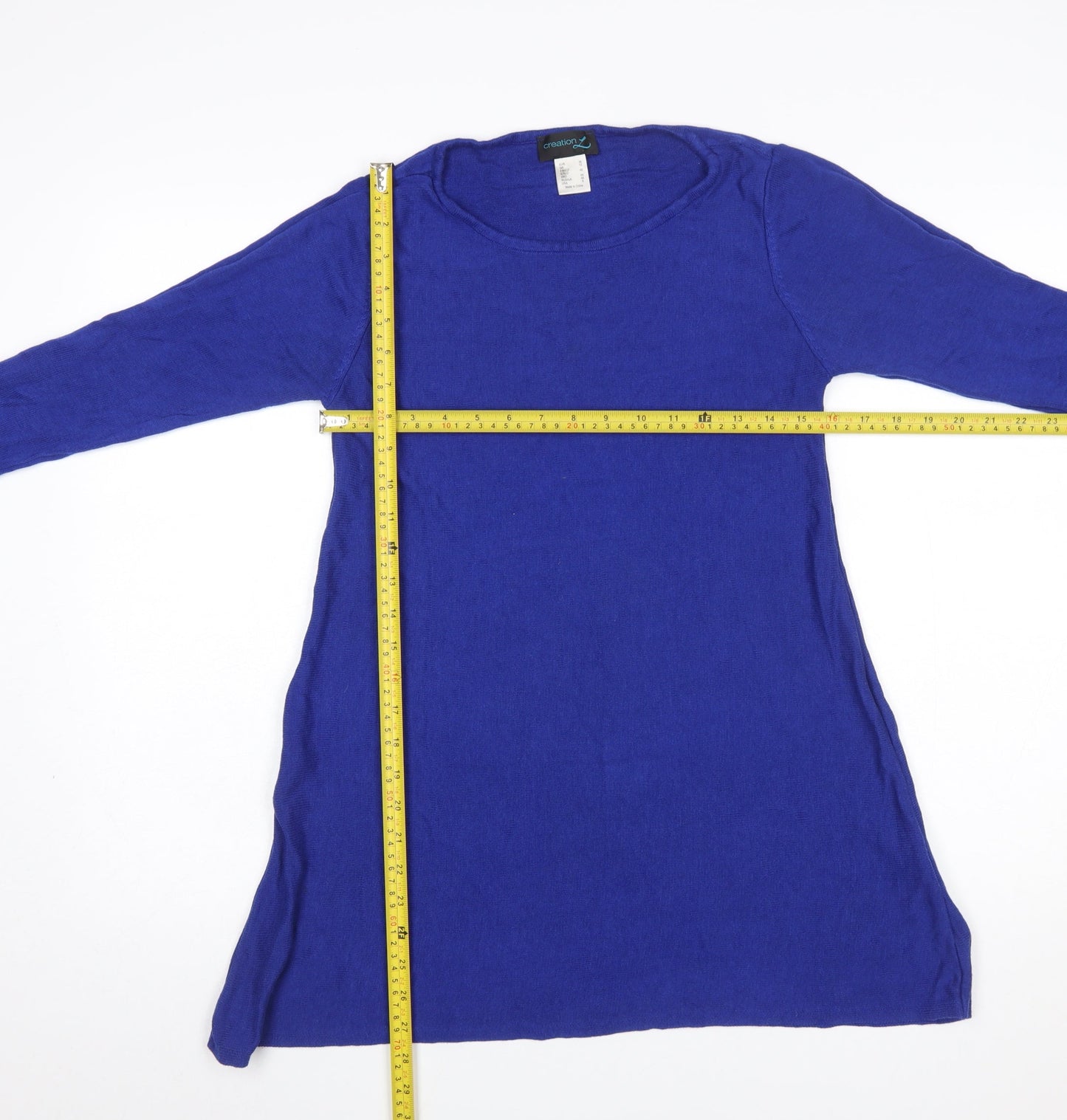 Womens UK Size 12 Creation L Blue Tunic Jumper