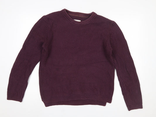 Fat Face Men's Purple Cotton Chunky Knit Jumper Size S