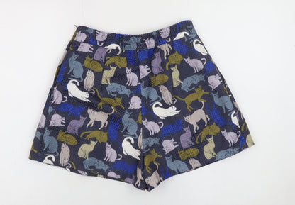 H&M Women’s Multicoloured Cat Print Pleated Chino Shorts Size 8