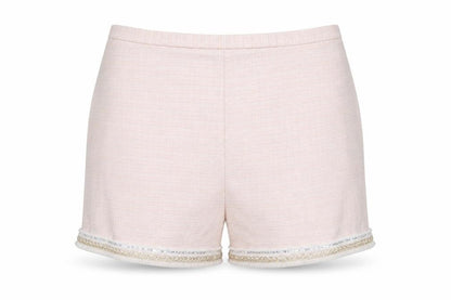 River Island Women Beige Chino Shorts Size 14 Embroidered Fringe