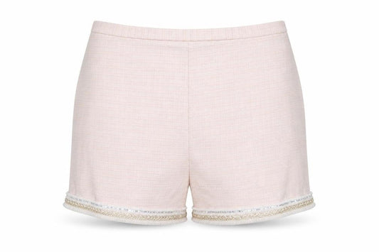 River Island Women Beige Chino Shorts Size 14 Embroidered Fringe