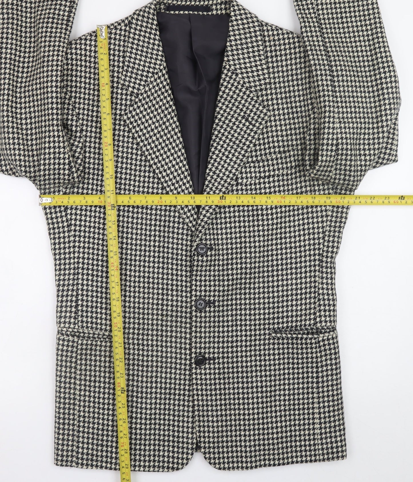 Burton Men's Black Houndstooth Wool Blazer Jacket 36R