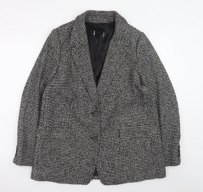 Marks and Spencer Women's Black Herringbone Blazer Jacket Size 14
