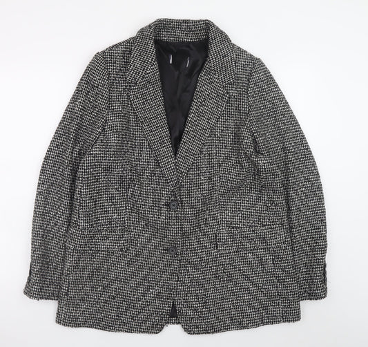 Marks and Spencer Women's Black Herringbone Blazer Jacket Size 14