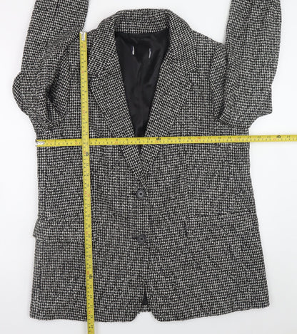 Marks and Spencer Women's Black Herringbone Blazer Jacket Size 14