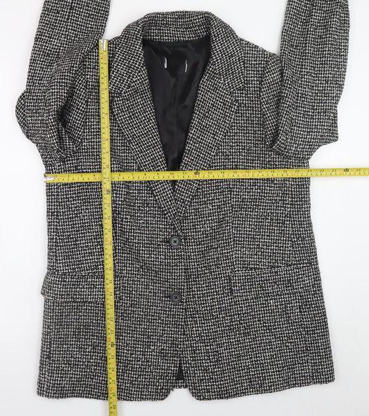Marks and Spencer Women's Black Herringbone Blazer Jacket Size 14