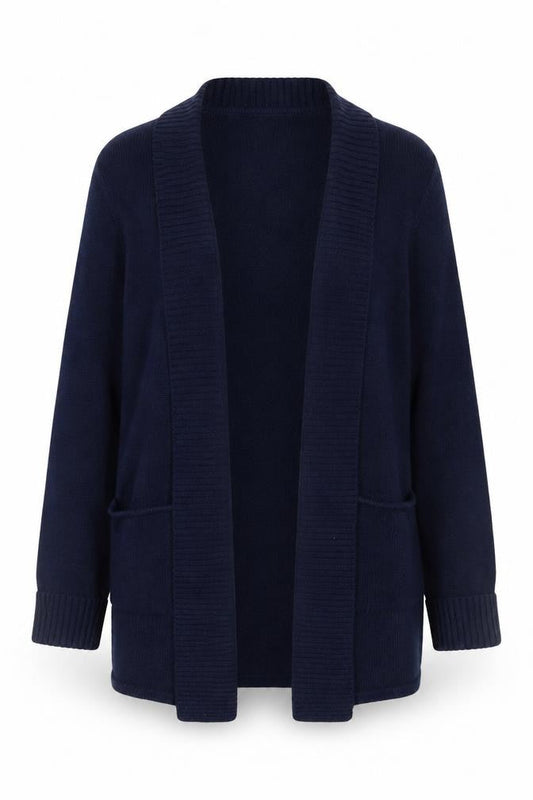 Tahari Women's Navy Blue Medium Open Front Cardigan Knit Jumper