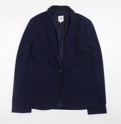 GAP Women's Navy Blue Blazer Jacket Size 10 Slim Fit Single-Breasted