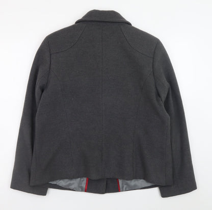 Bm Women’s Grey Button-Up Short Jacket Size 14 Polyester Blend