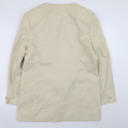 Viyella Women Beige Classic Blazer UK 16 Polyester Modal V-Neck