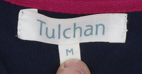Tulchan Women Blue Pink Striped V-Neck Cotton Jumper M