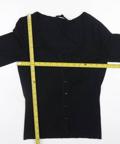 Coast Womens Black Size 10 Scoop Neck Button Cardigan