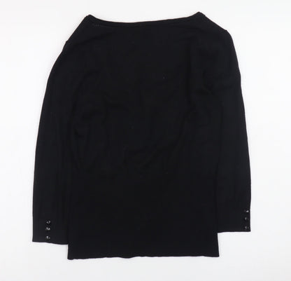Coast Womens Black Size 10 Scoop Neck Button Cardigan