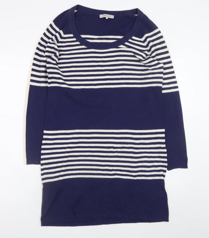 Great Plains Women Blue Striped Jumper Dress L Knit Casual