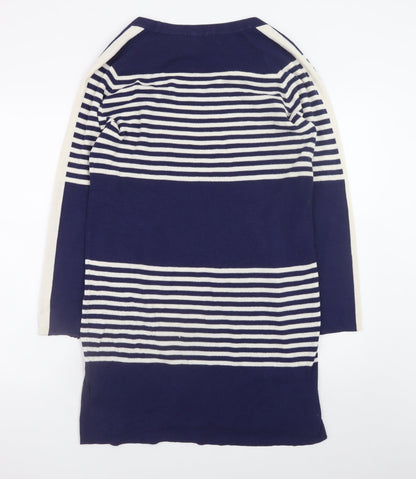 Great Plains Women Blue Striped Jumper Dress L Knit Casual