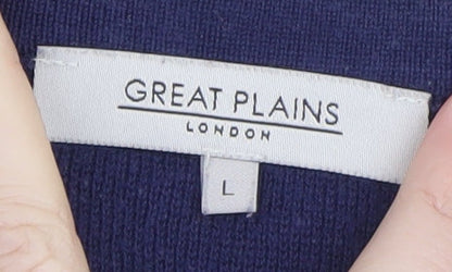 Great Plains Women Blue Striped Jumper Dress L Knit Casual