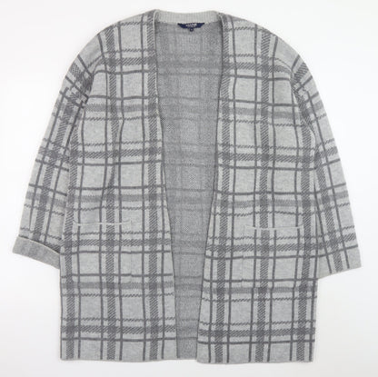 Maine New England Women’s Grey Checked Open Knit Cardigan Size 20