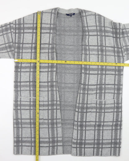 Maine New England Women’s Grey Checked Open Knit Cardigan Size 20