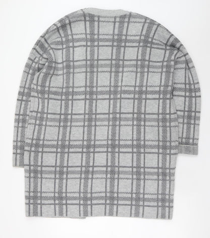 Maine New England Women’s Grey Checked Open Knit Cardigan Size 20