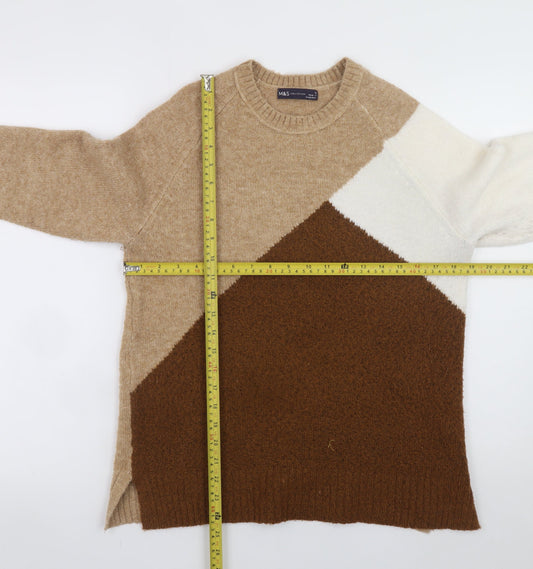 Marks and Spencer Women’s Beige Geometric Knit Pullover Jumper Size S