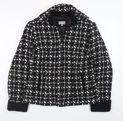 Marks and Spencer Per Una Women's Black Wool Tweed Zip Jacket Size 12